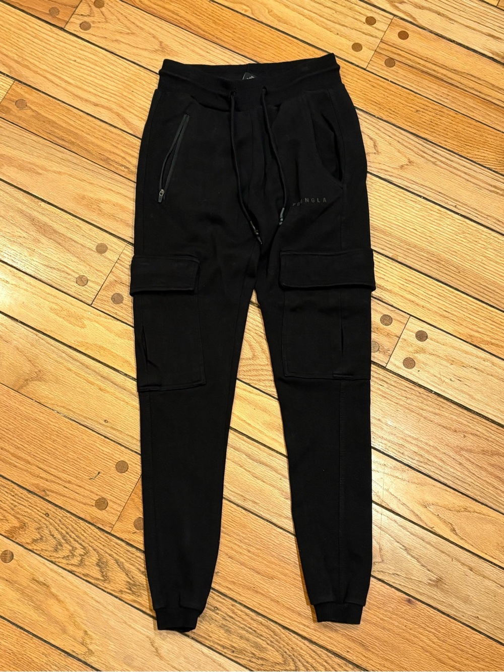 YoungLA Men’s Black Cargo Jogger Sweatpants Pants